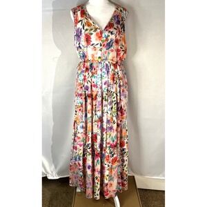 Tolani Carol Blossom Tiered Sleeveless Floral Maxi Dress Women's Size M